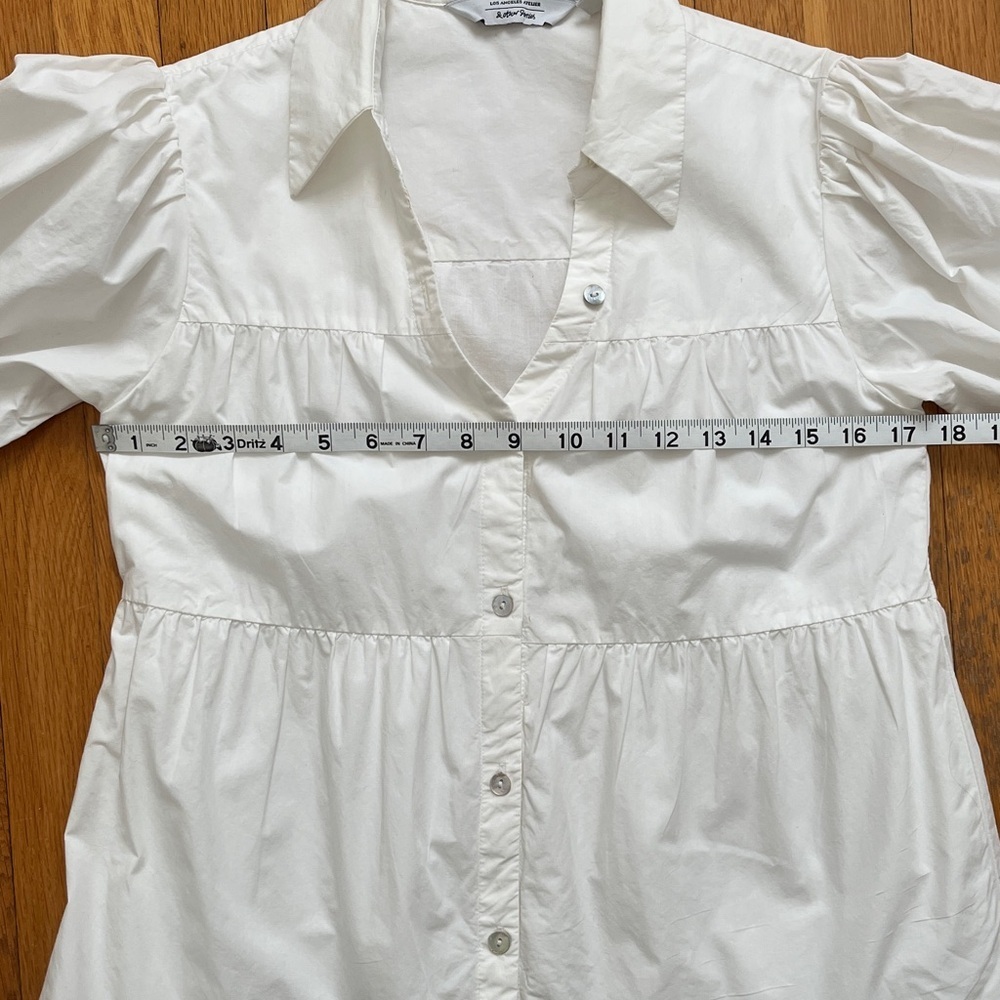 & Other Stories Tiered Cotton Fully Lined Puff Sleeve Shirtdress Mini Dress XS - Picture 9 of 13